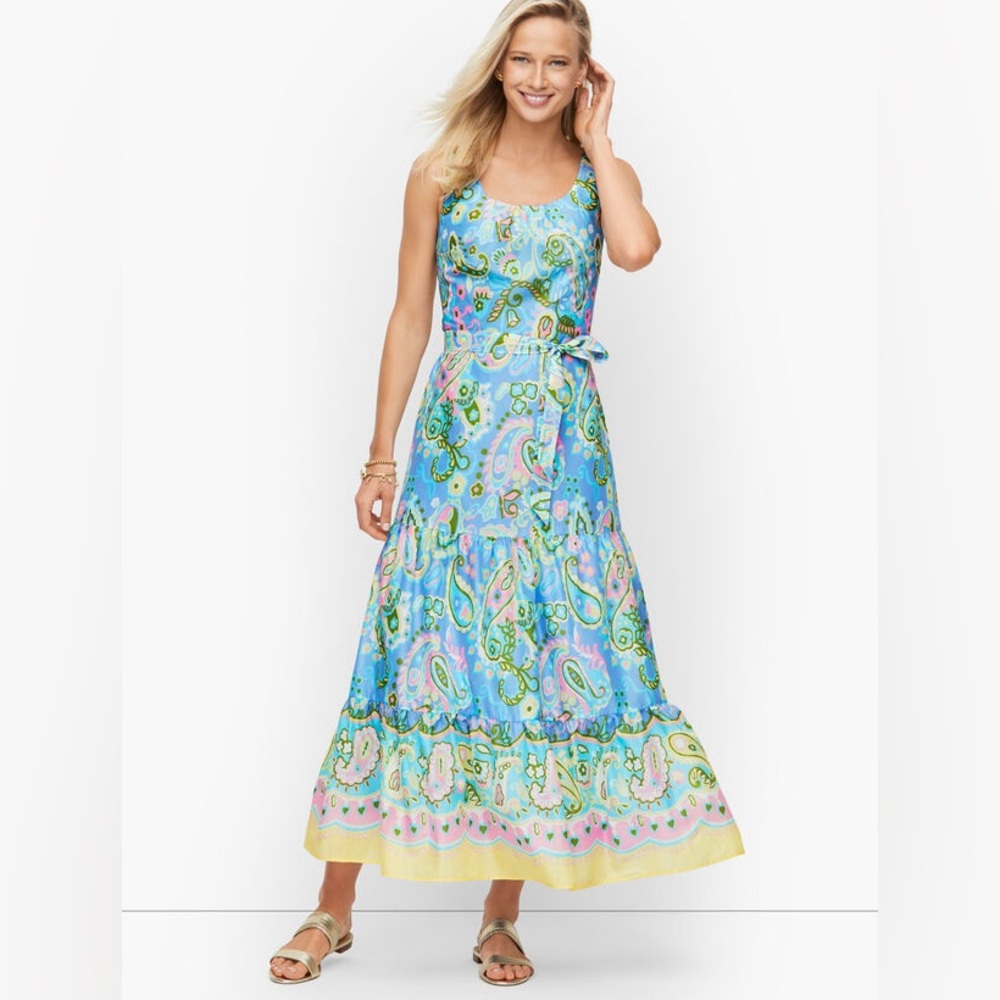 NWT Talbots Voile Midi Sleeveless Dress in Paisley size 16